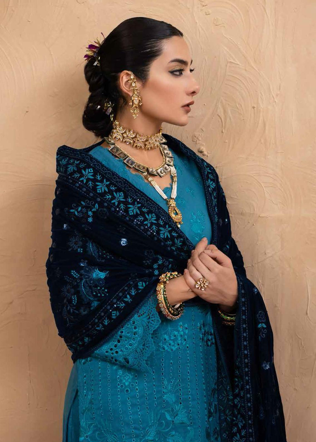 Nureh Embroidered Leather Peach Suits Unstitched 3 Piece NU22W NEP-24 - Winter Collection