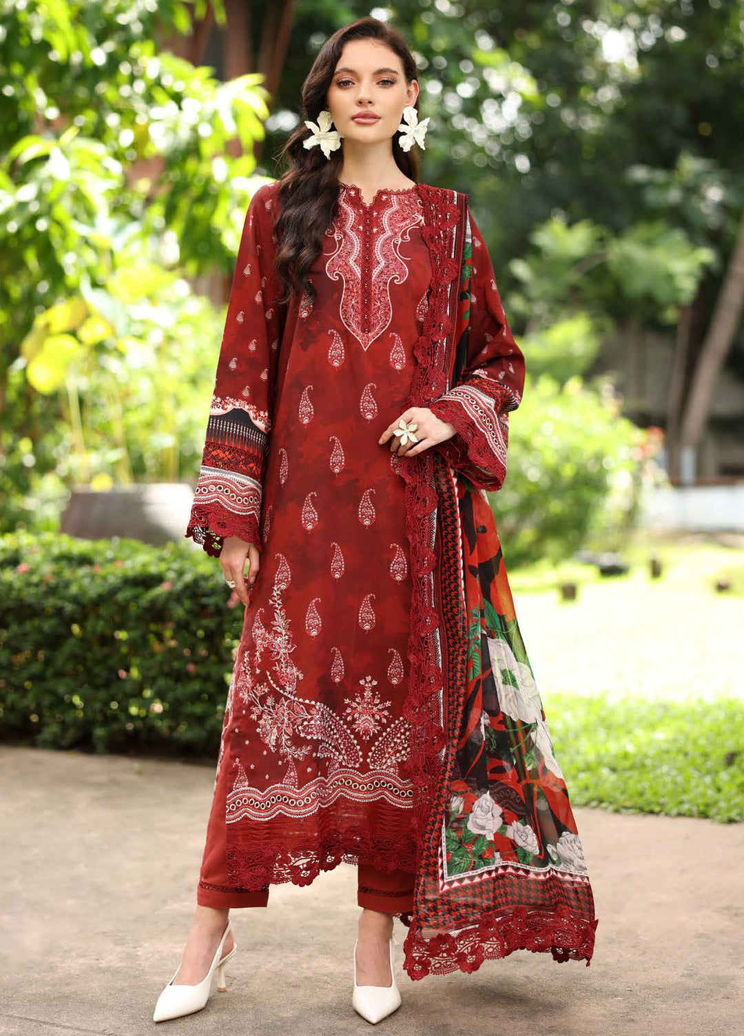 Nureh Embroidered Linen Suits Unstitched 3 Piece NU25DU DD-18 - Winter Collection