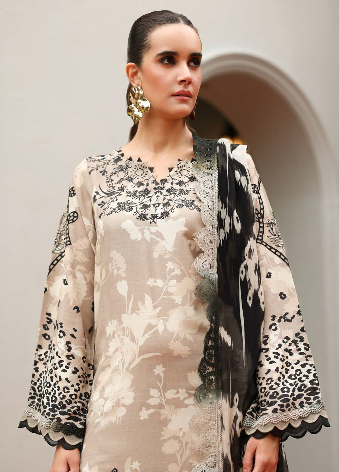 Nureh Embroidered Linen Suits Unstitched 3 Piece NU25DU DD-23 - Winter Collection