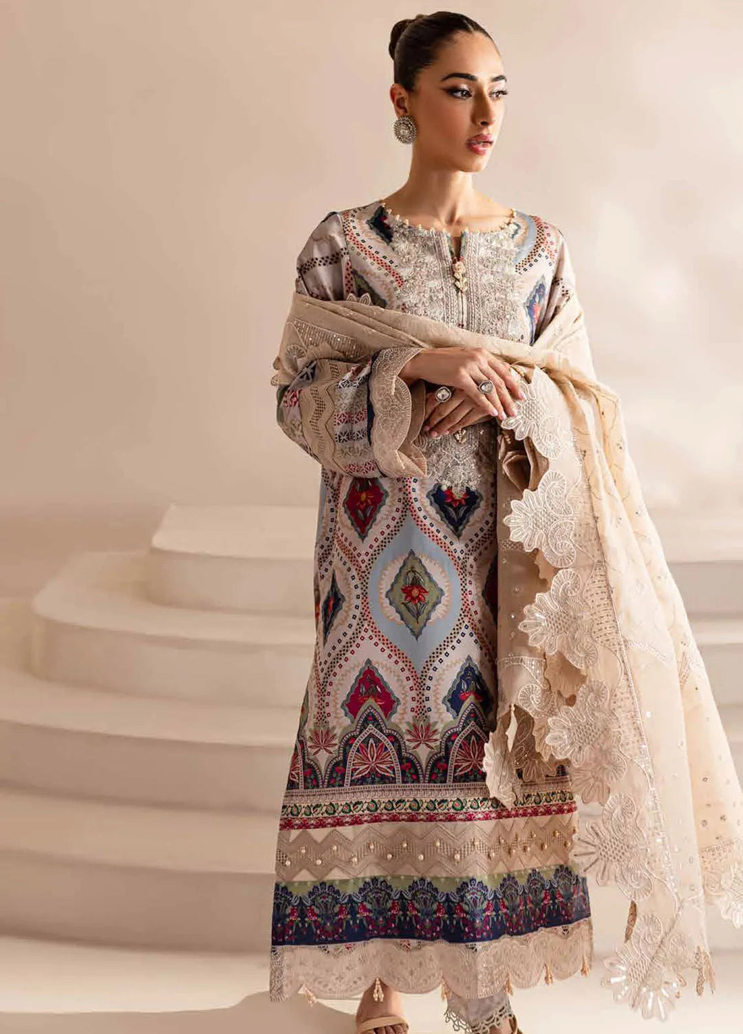 Nureh Embroidered Silk Suits Unstitched 3 Piece NU24TS S-15 - Winter Collection
