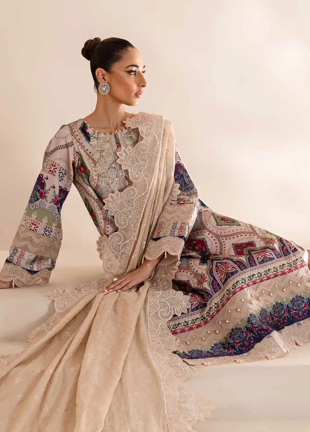 Nureh Embroidered Silk Suits Unstitched 3 Piece NU24TS S-15 - Winter Collection