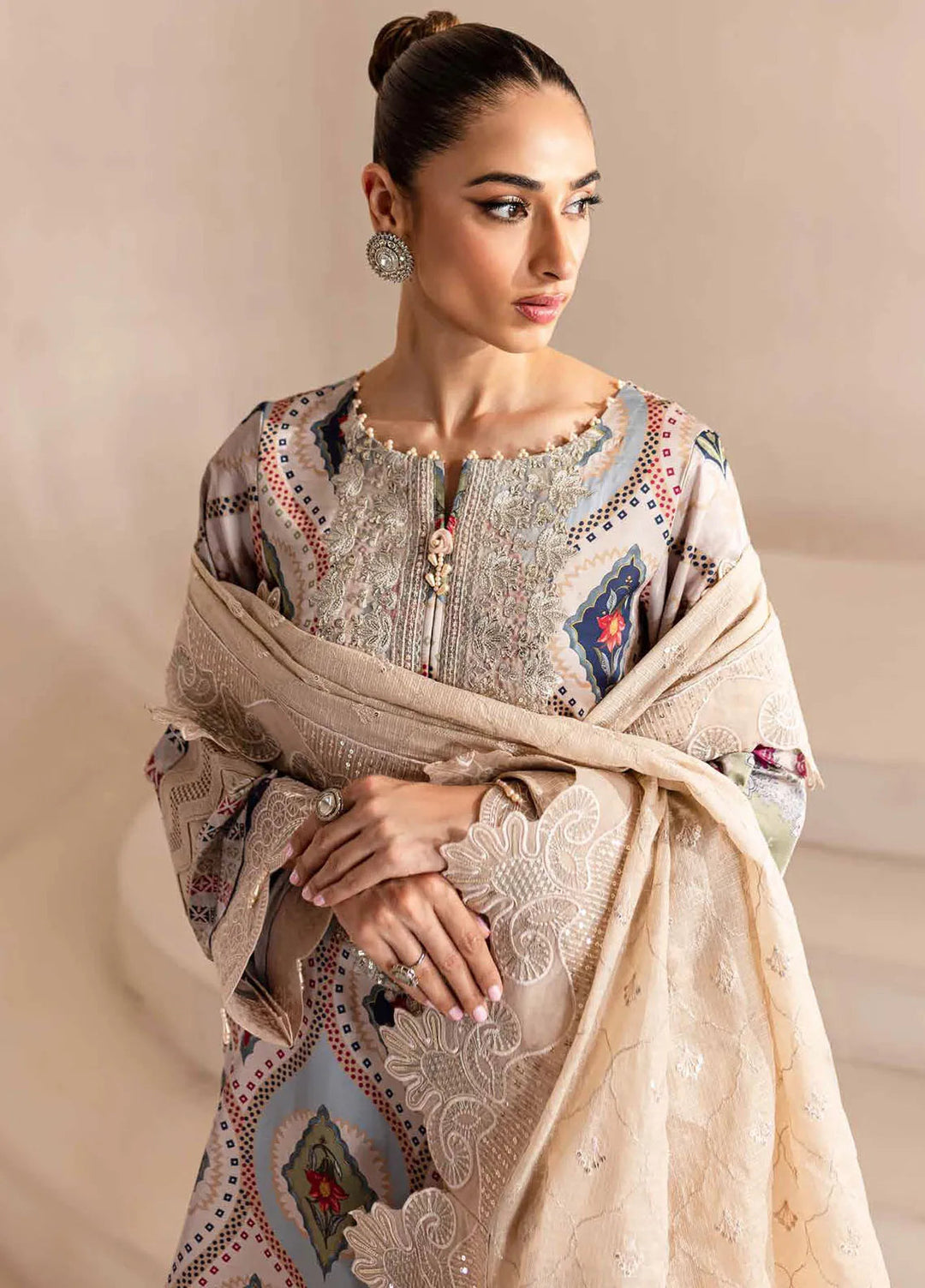 Nureh Embroidered Silk Suits Unstitched 3 Piece NU24TS S-15 - Winter Collection