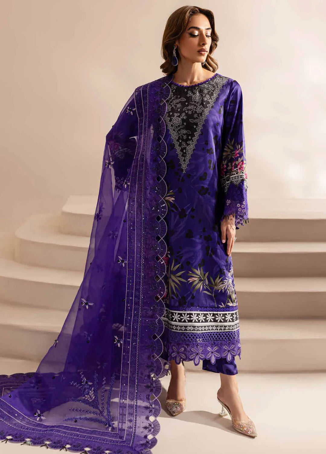 Nureh Embroidered Silk Suits Unstitched 3 Piece NU24TS S-18 - Winter Collection