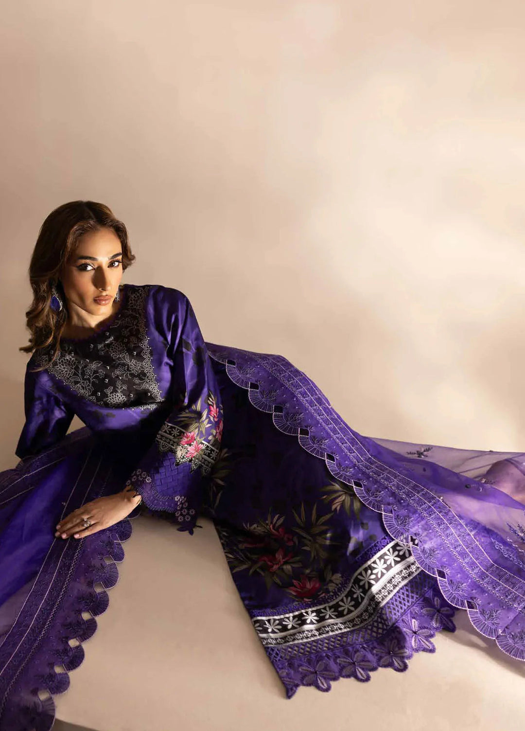 Nureh Embroidered Silk Suits Unstitched 3 Piece NU24TS S-18 - Winter Collection