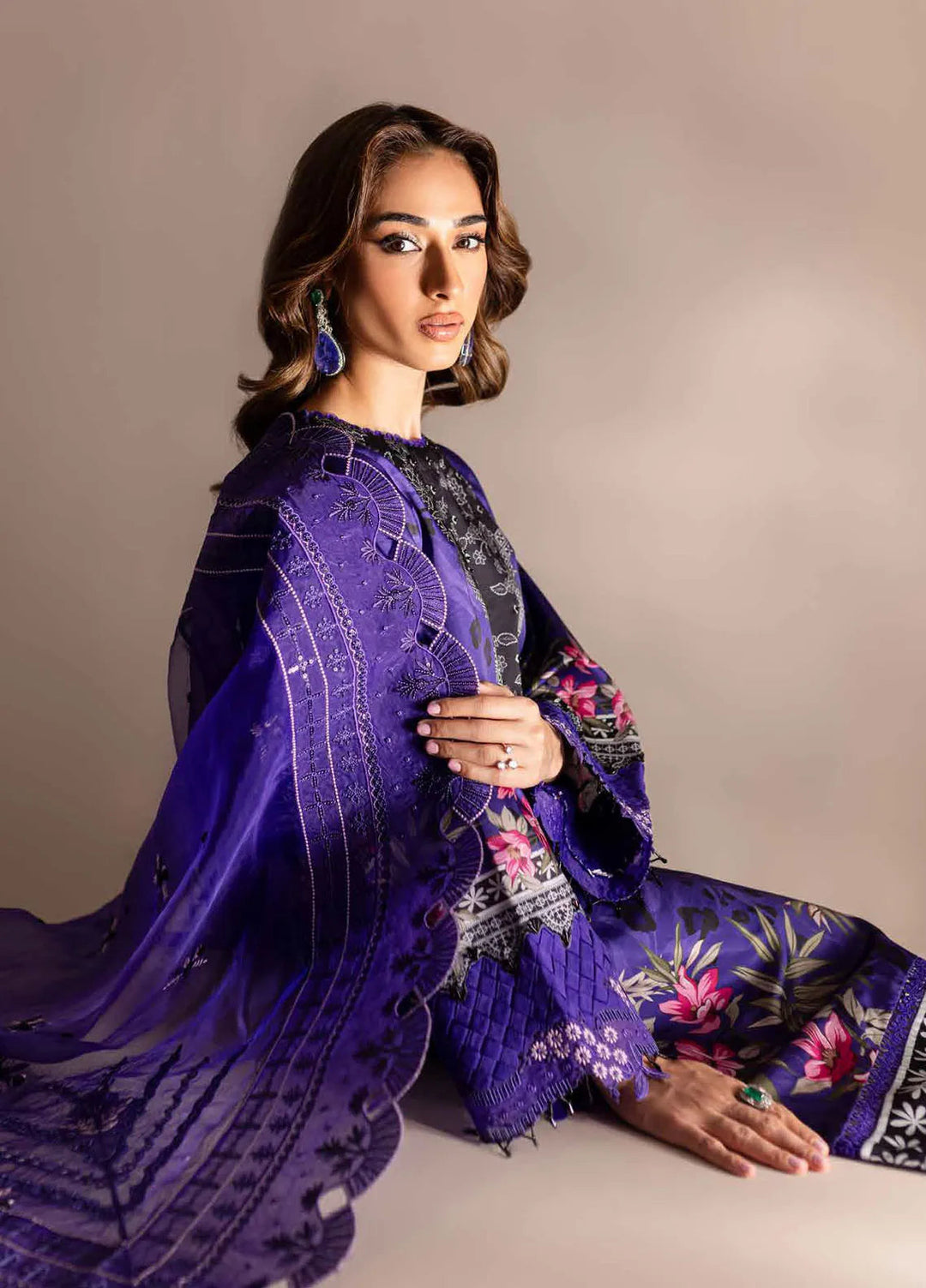 Nureh Embroidered Silk Suits Unstitched 3 Piece NU24TS S-18 - Winter Collection