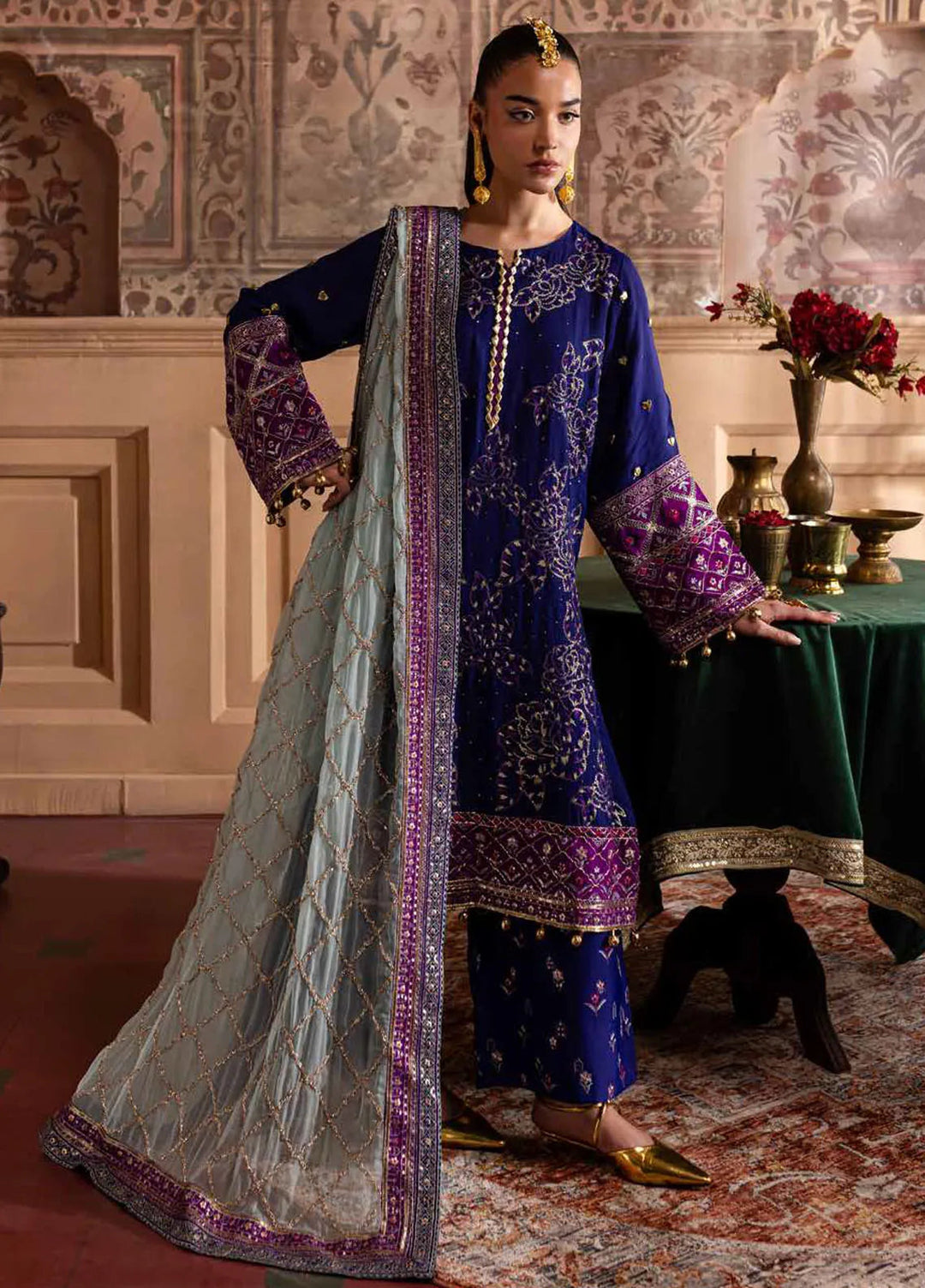 Nureh Embroidered Silk Suits Unstitched 3 Piece NU25NM NE-137 - Formals Collection