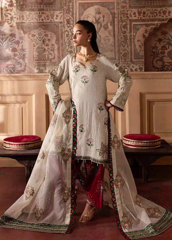 Nureh Embroidered Silk Suits Unstitched 3 Piece NU25NM NE-139 - Formals Collection