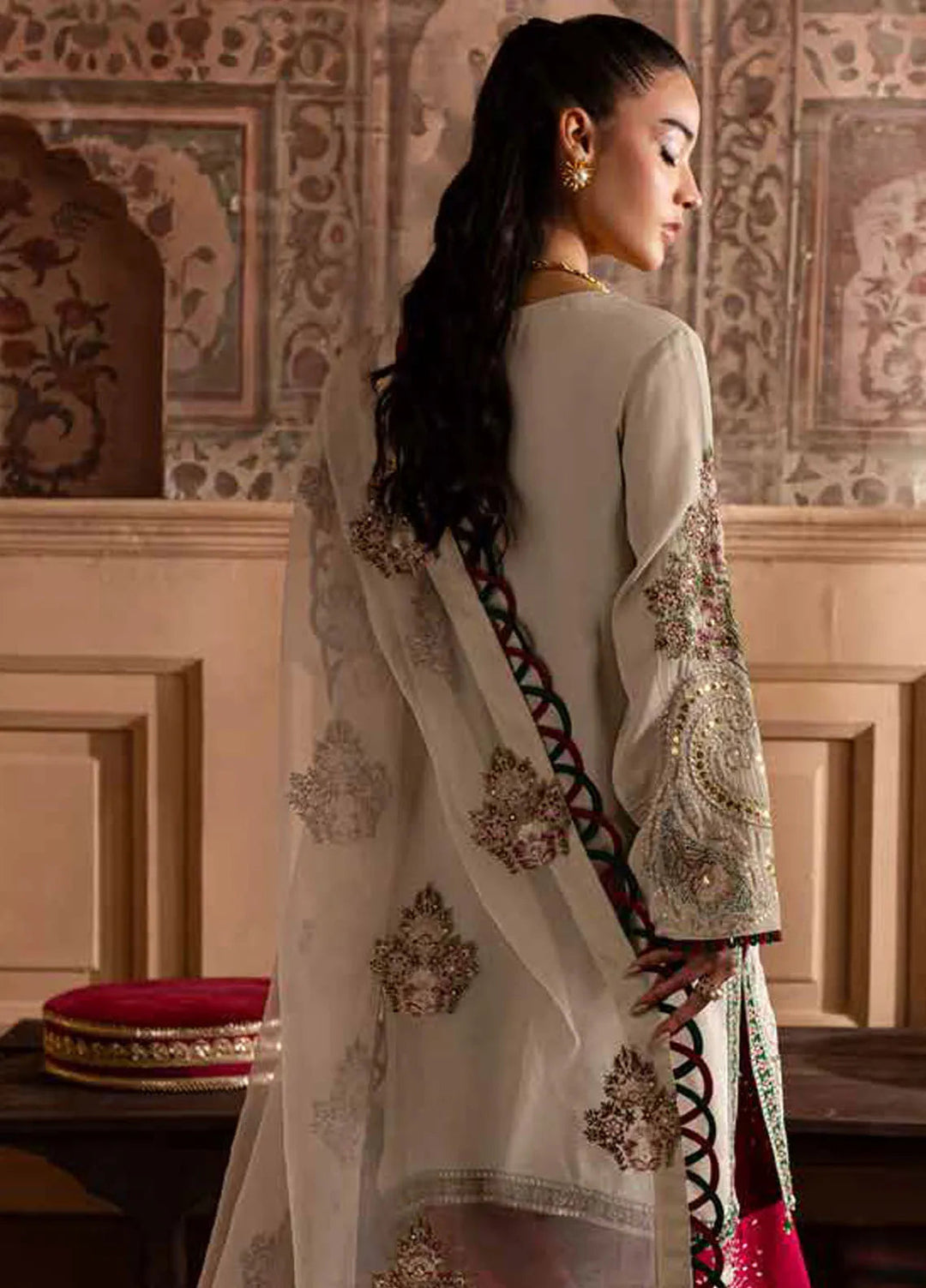 Nureh Embroidered Silk Suits Unstitched 3 Piece NU25NM NE-139 - Formals Collection