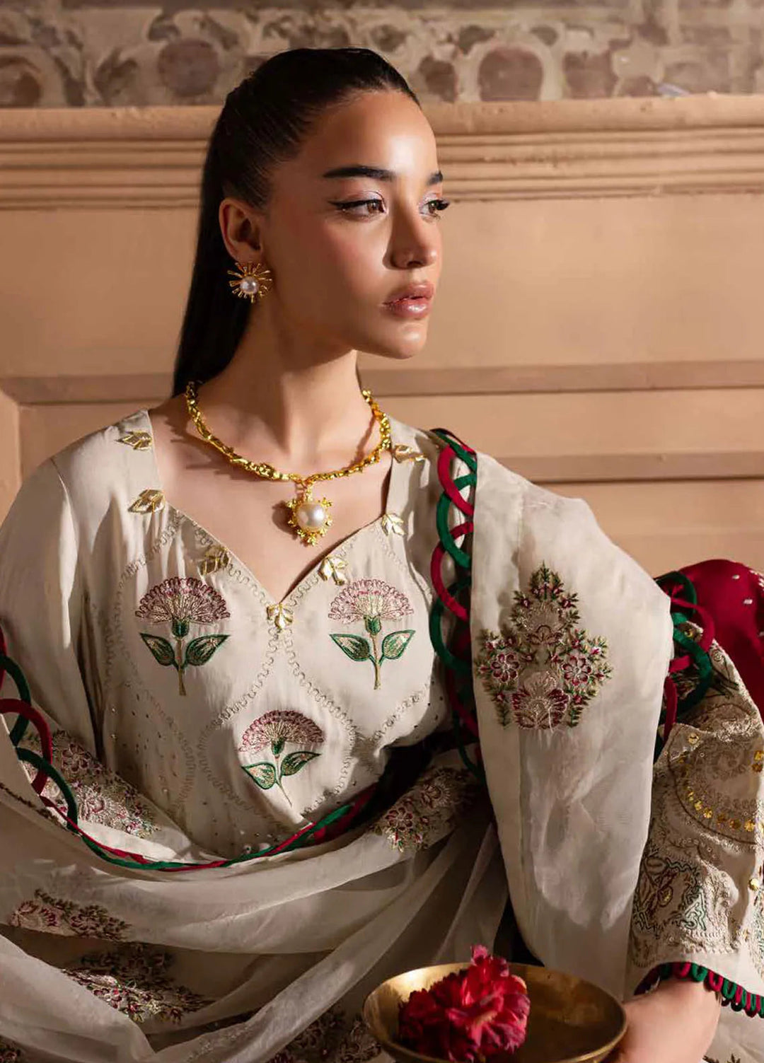 Nureh Embroidered Silk Suits Unstitched 3 Piece NU25NM NE-139 - Formals Collection