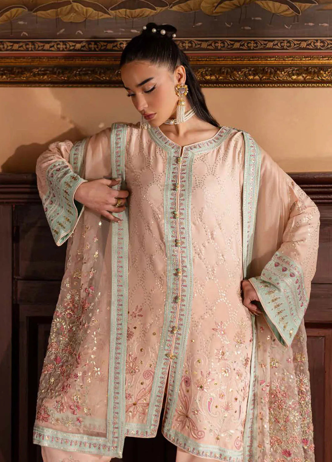 Nureh Embroidered Silk Suits Unstitched 3 Piece NU25NM NE-141 - Formals Collection