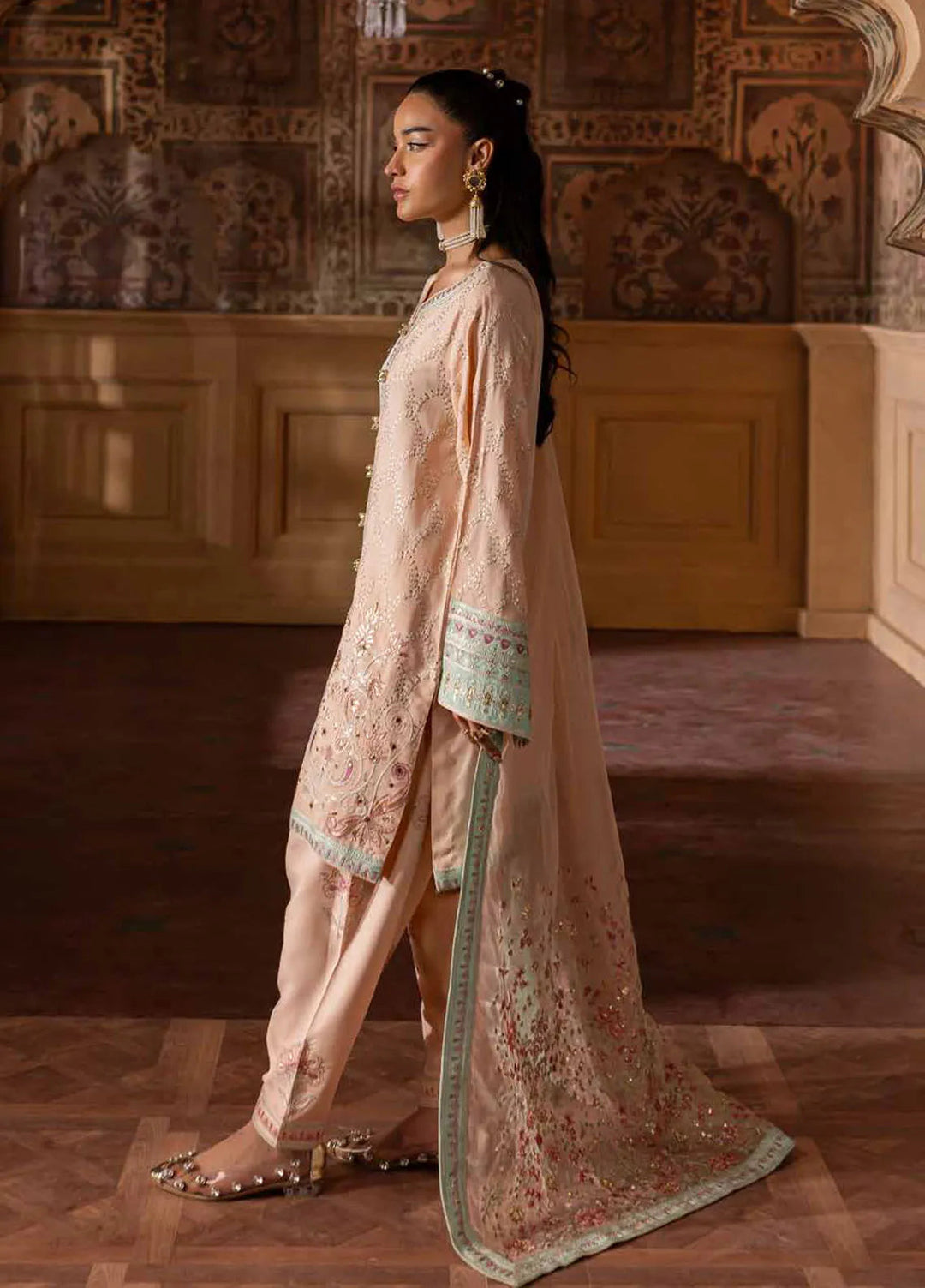 Nureh Embroidered Silk Suits Unstitched 3 Piece NU25NM NE-141 - Formals Collection
