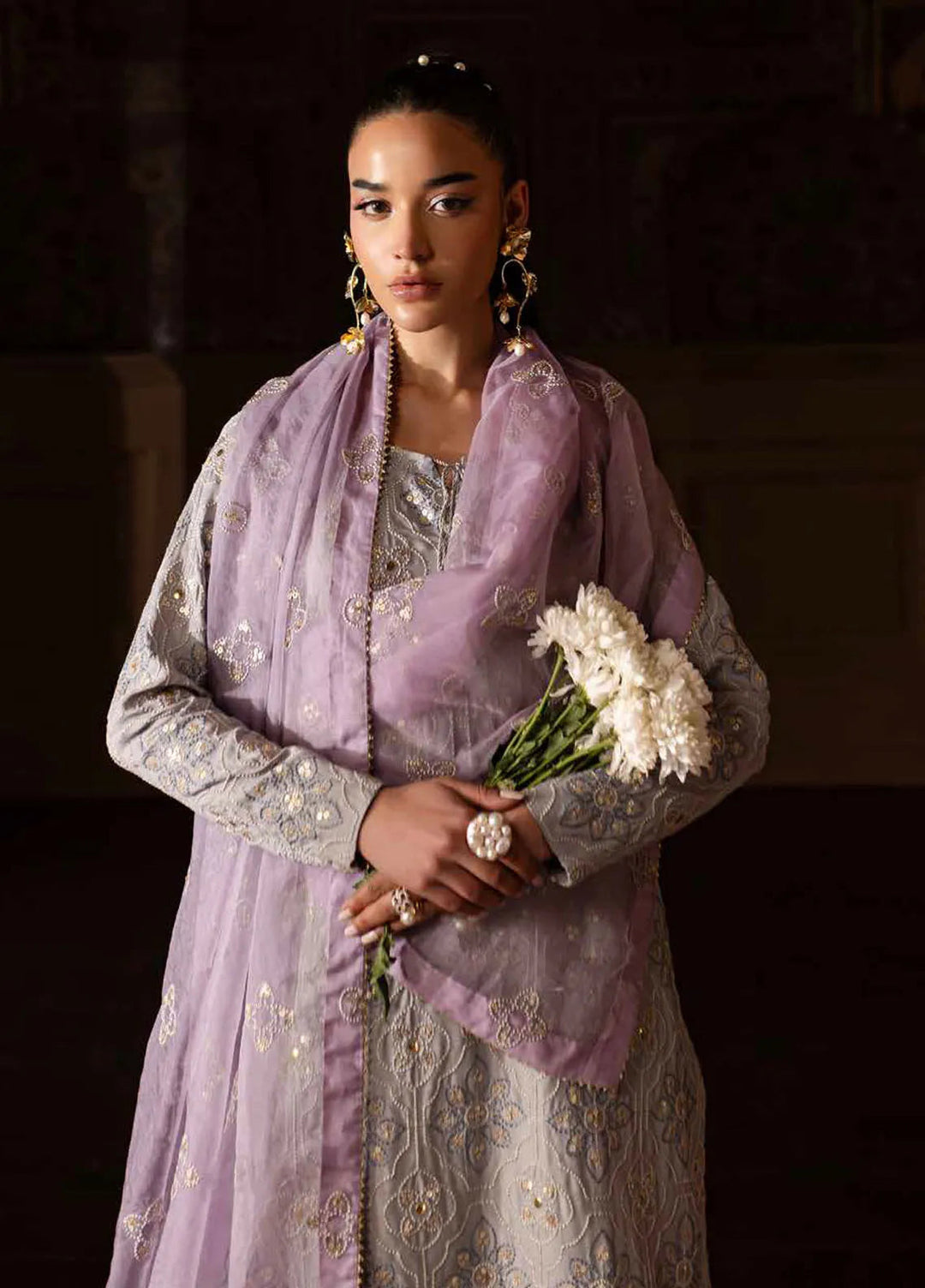 Nureh Embroidered Silk Suits Unstitched 3 Piece NU25NM NE-142 - Formals Collection