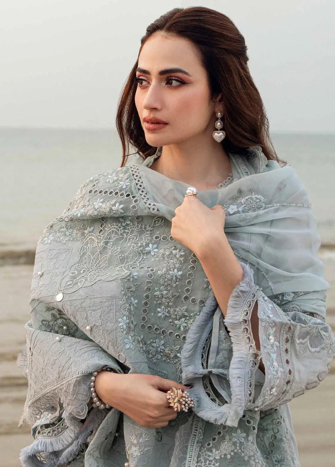 Nureh Embroidered Swiss Lawn Suits Unstitched 4 Piece NU25KE NE-145 - Summer Collection