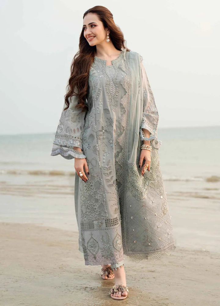 Nureh Embroidered Swiss Lawn Suits Unstitched 4 Piece NU25KE NE-145 - Summer Collection