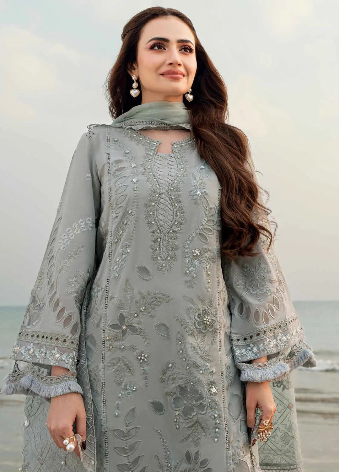 Nureh Embroidered Swiss Lawn Suits Unstitched 4 Piece NU25KE NE-145 - Summer Collection