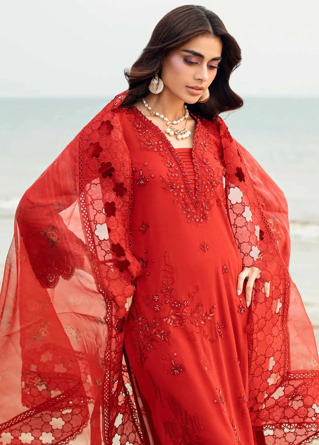 Nureh Embroidered Swiss Lawn Suits Unstitched 4 Piece NU25KE NE-147 - Summer Collection