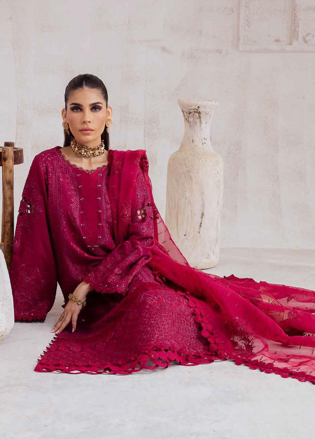 Nureh Embroidered Karandi Suits Unstitched 3 Piece NU23EK NE-40 - Winter Collection