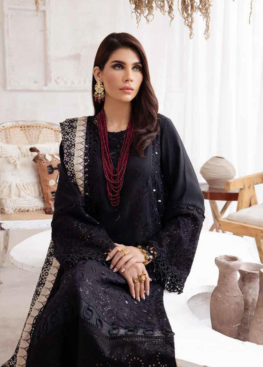 Nureh Embroidered Karandi Suits Unstitched 3 Piece NU23EK NE-46 - Winter Collection