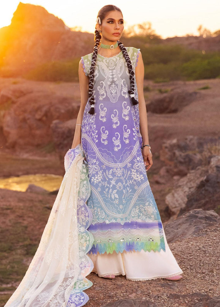 Nureh Embroidered Lawn Suits Unstitched 3 Piece NU23EL NSL-10 - Luxury Festive Collection