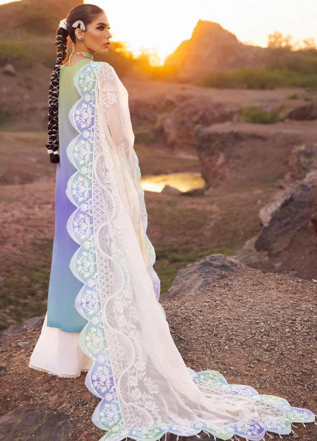 Nureh Embroidered Lawn Suits Unstitched 3 Piece NU23EL NSL-10 - Luxury Festive Collection