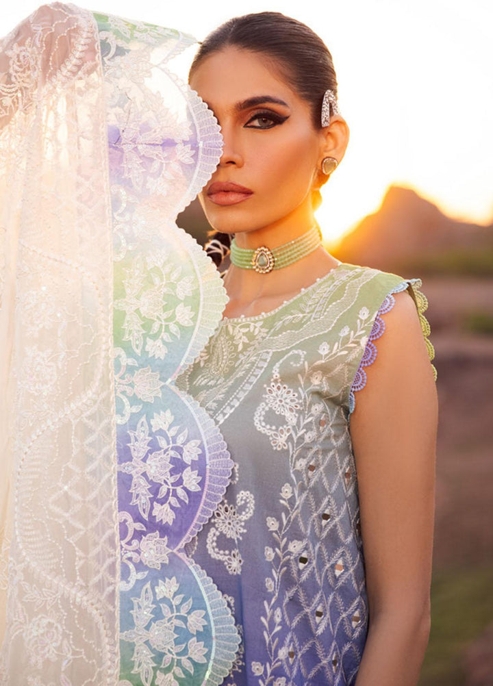 Nureh Embroidered Lawn Suits Unstitched 3 Piece NU23EL NSL-10 - Luxury Festive Collection