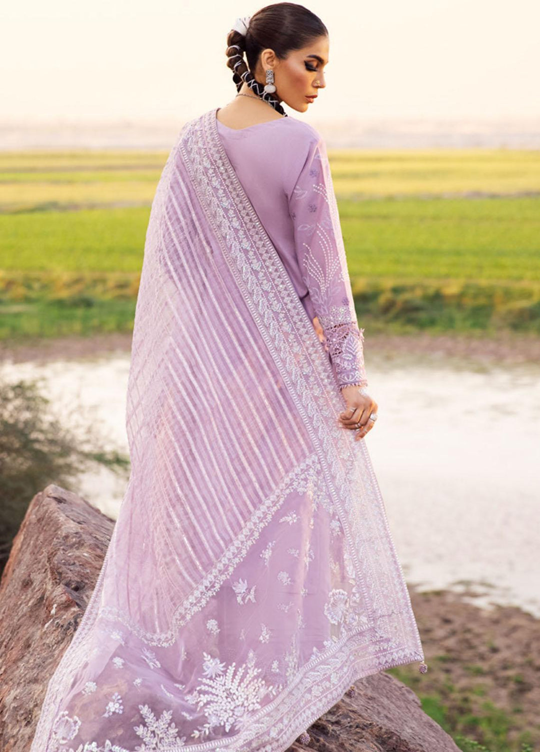 Nureh Embroidered Lawn Suits Unstitched 3 Piece NU23EL NSL-11 - Luxury Festive Collection