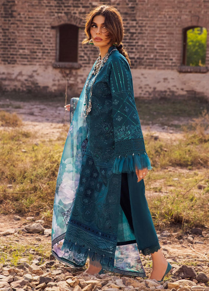 Nureh Embroidered Lawn Suits Unstitched 3 Piece NU23EL NSL-13 - Luxury Festive Collection
