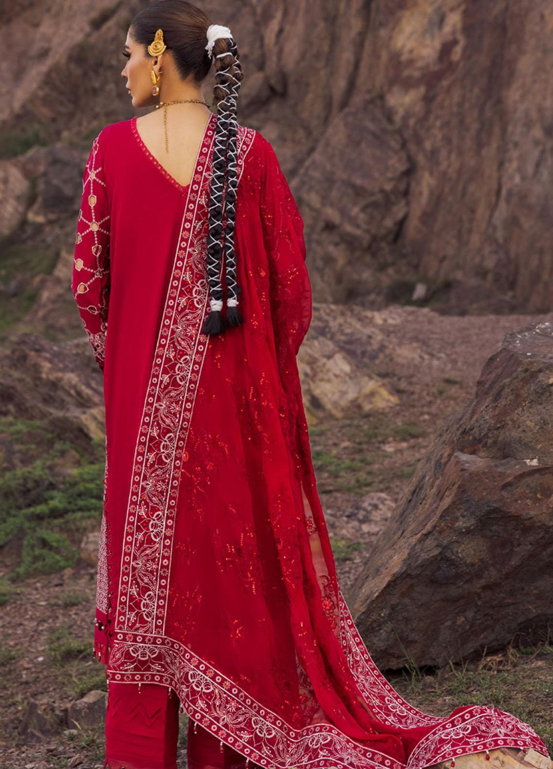 Nureh Embroidered Lawn Suits Unstitched 3 Piece NU23EL NSL-14 - Luxury Festive Collection