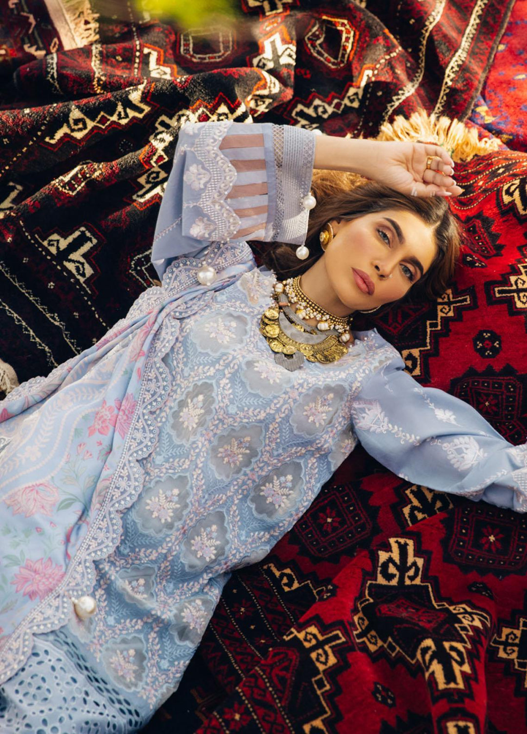 Nureh Embroidered Lawn Suits Unstitched 3 Piece NU23EL NSL-15 - Luxury Festive Collection
