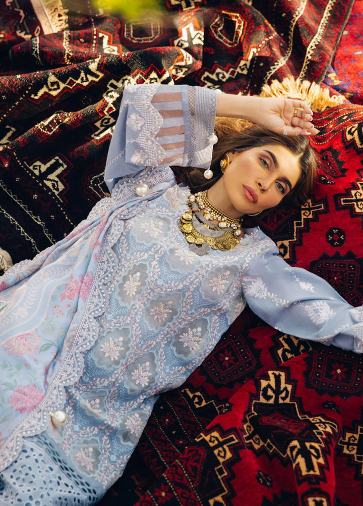 Nureh Embroidered Lawn Suits Unstitched 3 Piece NU23EL NSL-15 - Luxury Festive Collection