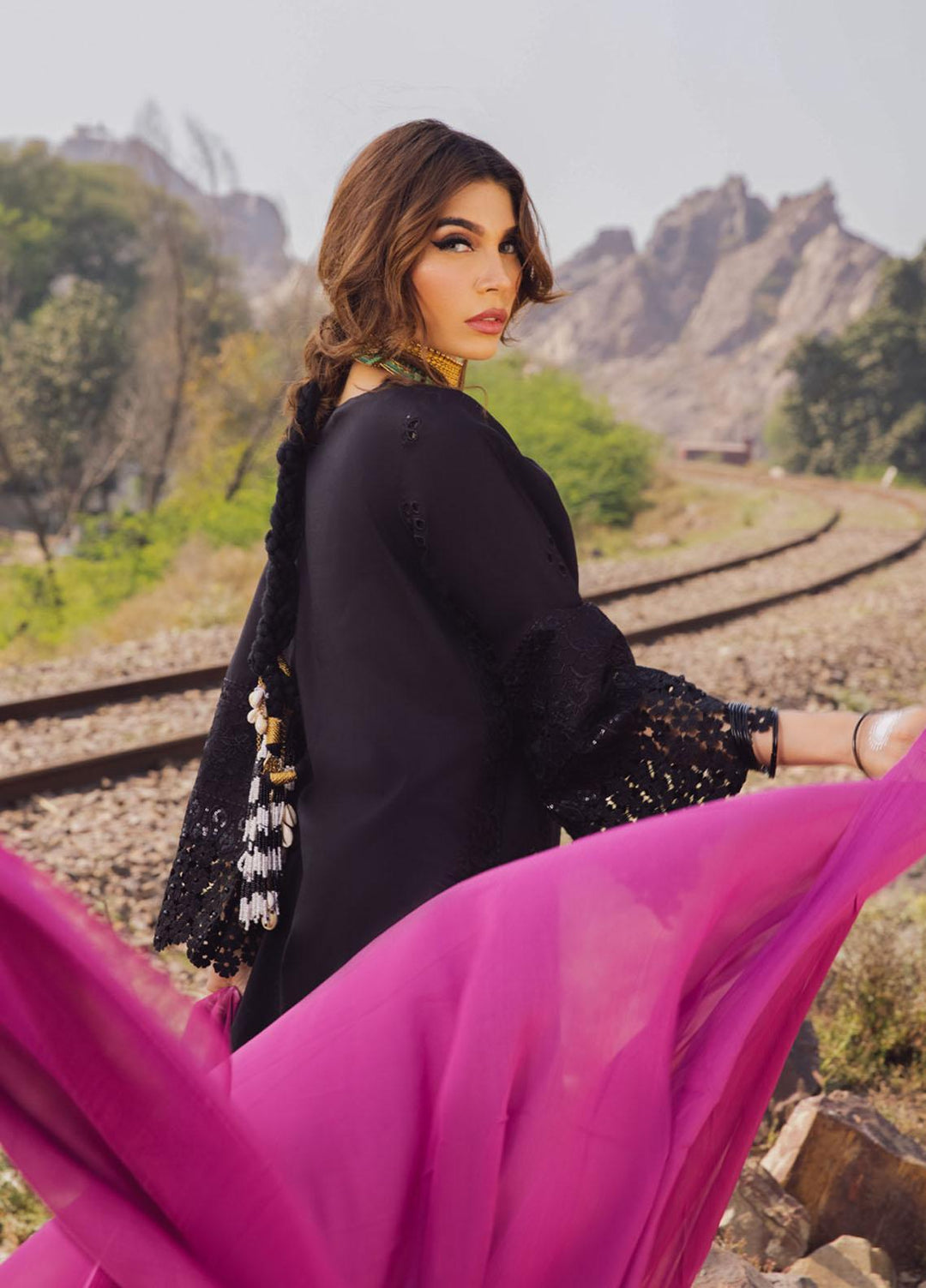 Nureh Embroidered Lawn Suits Unstitched 3 Piece NU23EL NSL-16 - Luxury Festive Collection