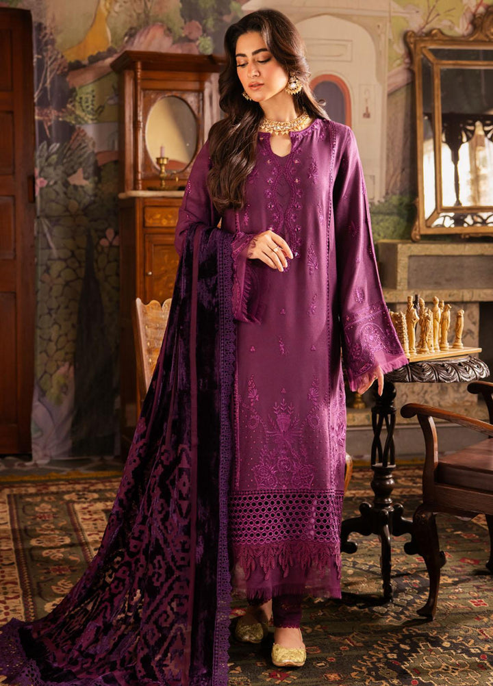 Nureh Embroidered Leather Peach Suits Unstitched 3 Piece NU23ELW NE-61 - Winter Collection