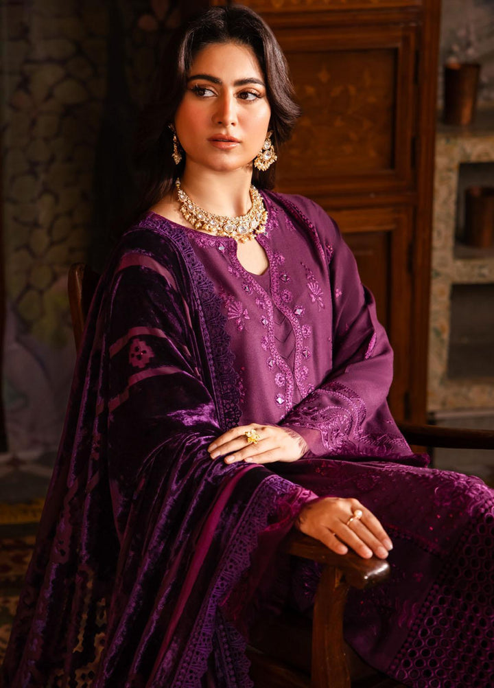 Nureh Embroidered Leather Peach Suits Unstitched 3 Piece NU23ELW NE-61 - Winter Collection