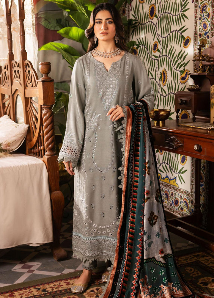 Nureh Embroidered Leather Peach Suits Unstitched 3 Piece NU23ELW NE-62 - Winter Collection