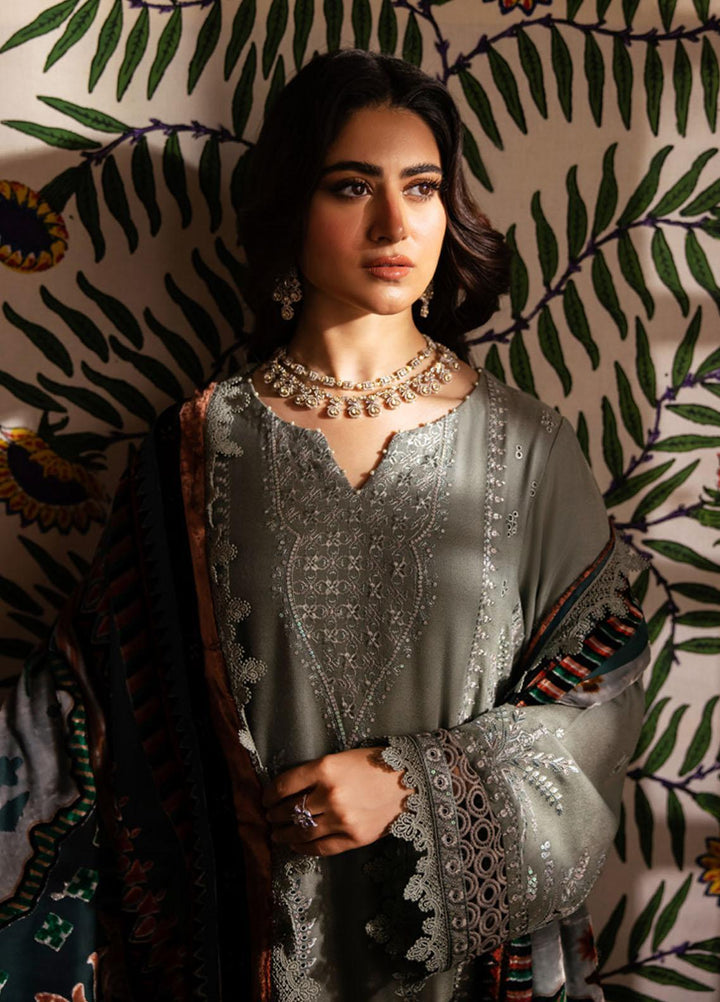 Nureh Embroidered Leather Peach Suits Unstitched 3 Piece NU23ELW NE-62 - Winter Collection