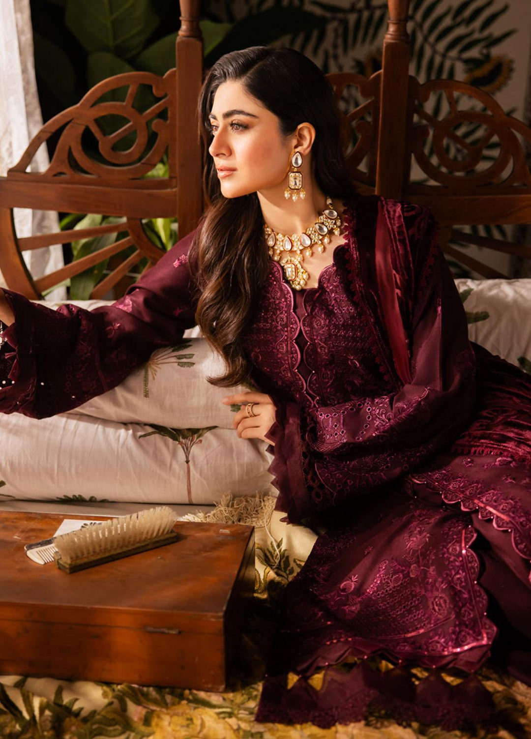 Nureh Embroidered Leather Peach Suits Unstitched 3 Piece NU23ELW NE-63 - Winter Collection