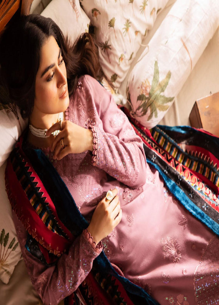 Nureh Embroidered Leather Peach Suits Unstitched 3 Piece NU23ELW NE-66 - Winter Collection