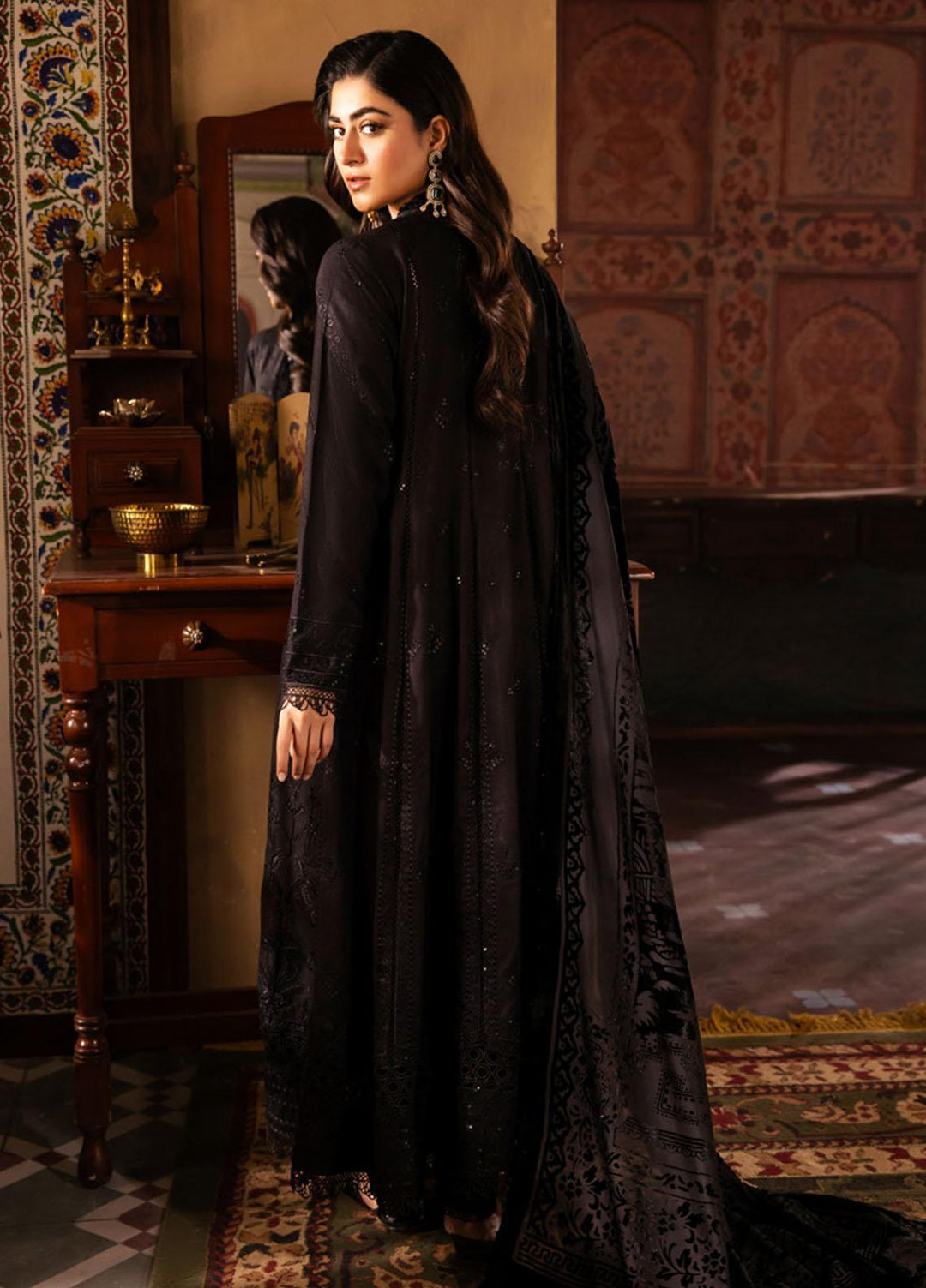 Nureh Embroidered Leather Peach Suits Unstitched 3 Piece NU23ELW NE-68 - Winter Collection