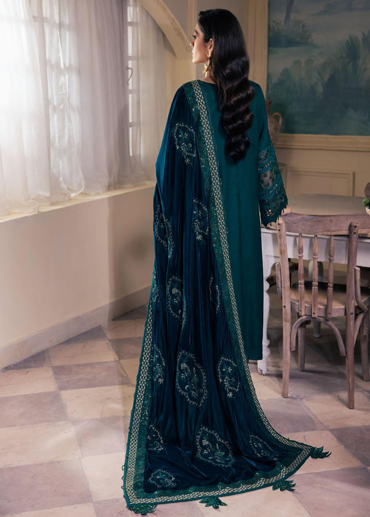 Nureh Embroidered Leather Peach Suits Unstitched 3 Piece NU23LV NE-67 - Winter Collection