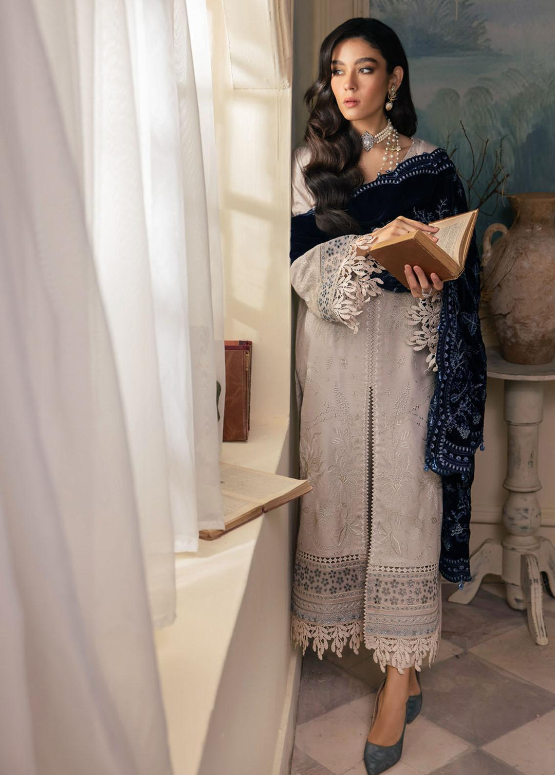 Nureh Embroidered Leather Peach Suits Unstitched 3 Piece NU23LV NE-68 - Winter Collection