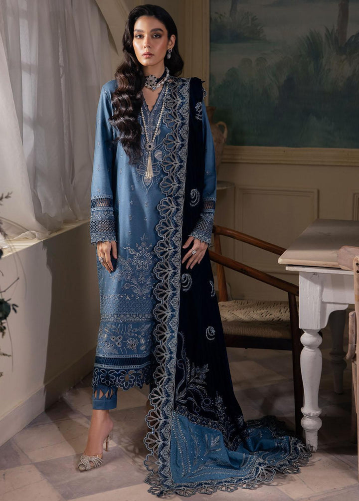 Nureh Embroidered Leather Peach Suits Unstitched 3 Piece NU23LV NE-69 - Winter Collection