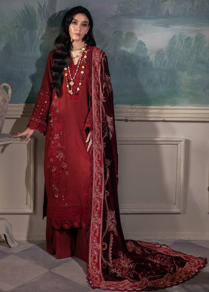 Nureh Embroidered Leather Peach Suits Unstitched 3 Piece NU23LV NE-70 - Winter Collection