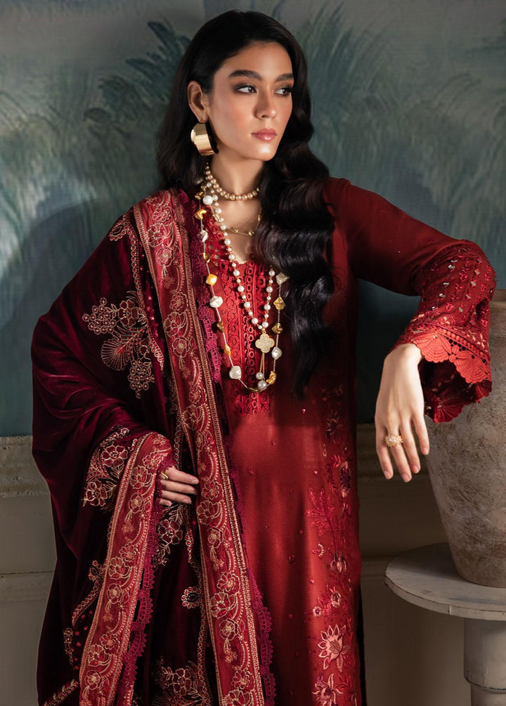 Nureh Embroidered Leather Peach Suits Unstitched 3 Piece NU23LV NE-70 - Winter Collection