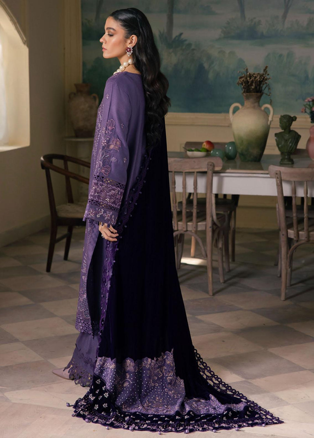 Nureh Embroidered Leather Peach Suits Unstitched 3 Piece NU23LV NE-71 - Winter Collection