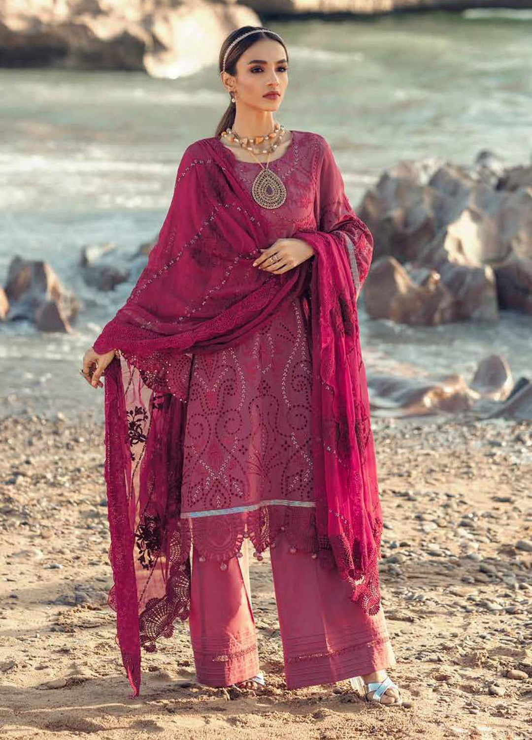 Nureh Embroidered Lawn Suits Unstitched 3 Piece NU22EL NE-32 - Exclusive Collection