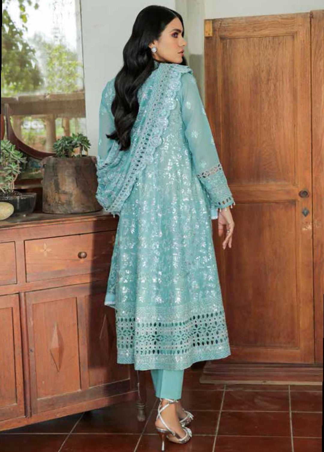 Nureh Embroidered Lawn Suits Unstitched 3 Piece NU22SL NE-35 Sangria - Luxury Collection