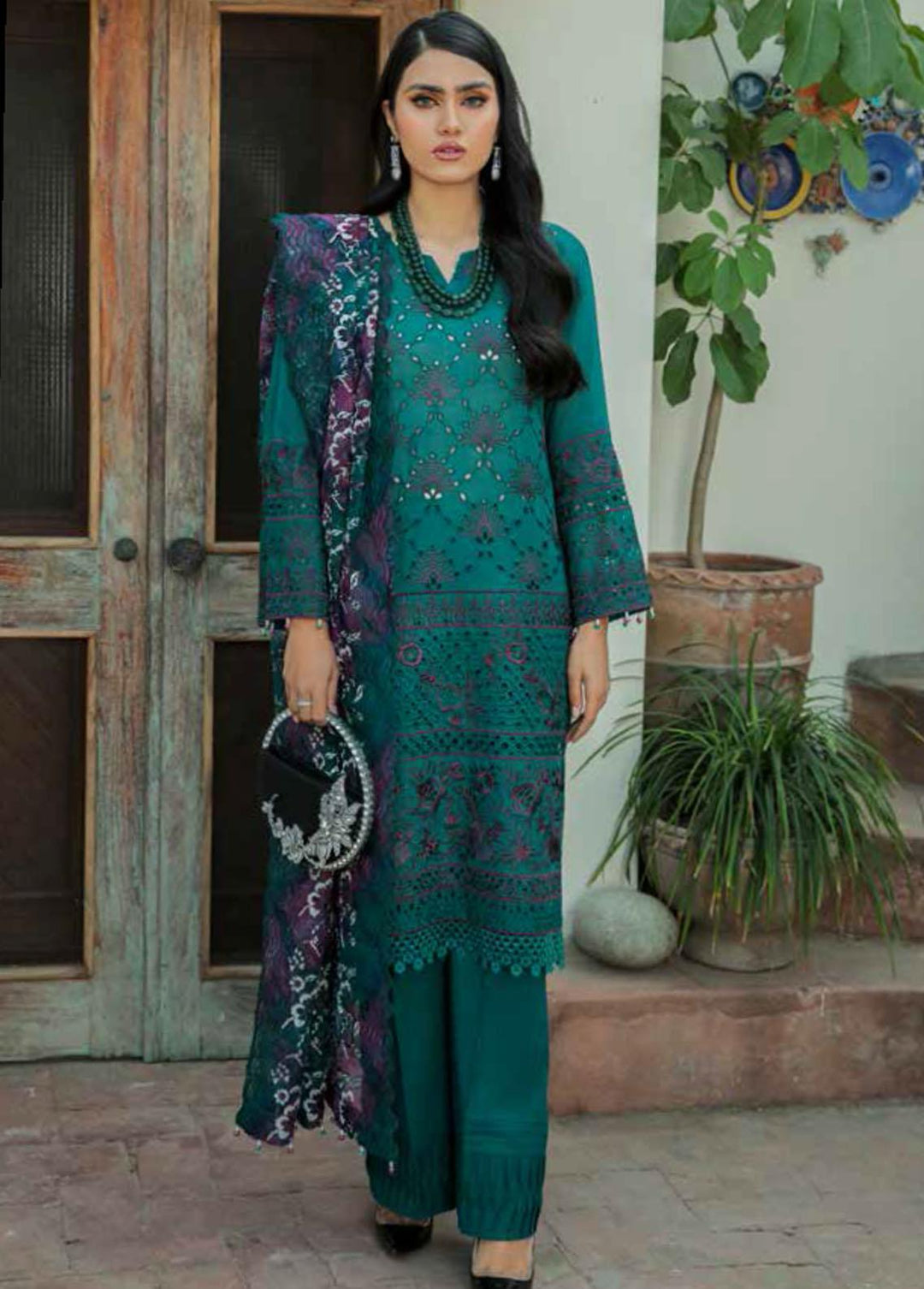 Nureh Embroidered Lawn Suits Unstitched 3 Piece NU22SL NE-36 Oriental Tale - Luxury Collection