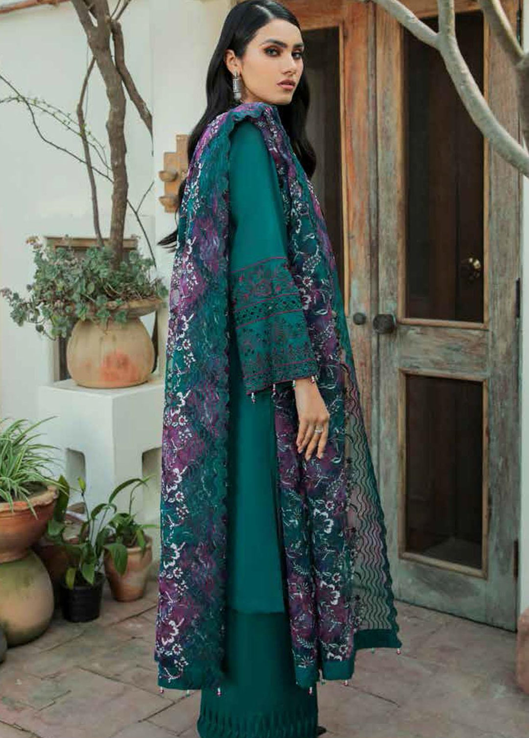 Nureh Embroidered Lawn Suits Unstitched 3 Piece NU22SL NE-36 Oriental Tale - Luxury Collection