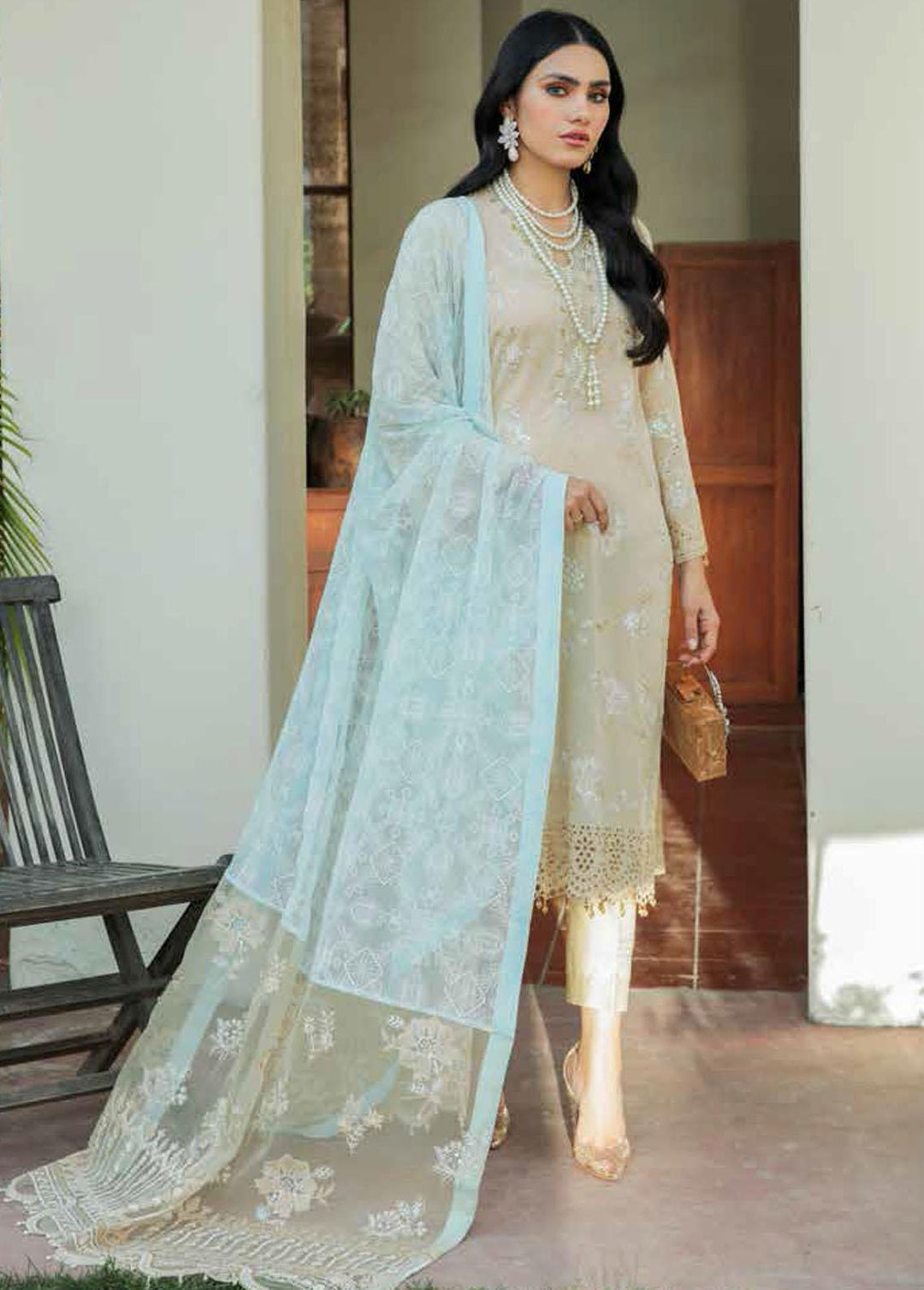 Nureh Embroidered Lawn Suits Unstitched 3 Piece NU22SL NE-37 Scarlet Eden - Luxury Collection
