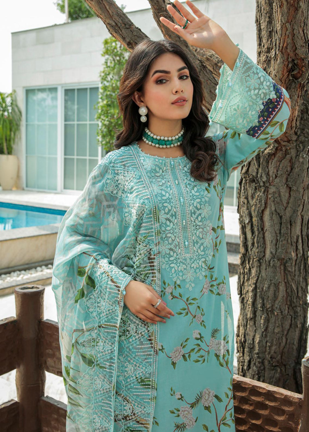 Gardenia By Nureh Embroidered Lawn Suits Unstitched 3 Piece NU22GL NS-60 - Summer Collection